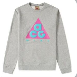 Nike ACG Front Logo Retro Crew Neck Sweatshirt Grey Size Large